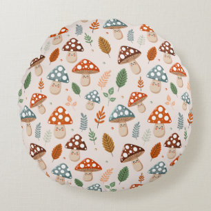 Coussins Ronds Champignon, Feuillage d'automne, Motif de la natur