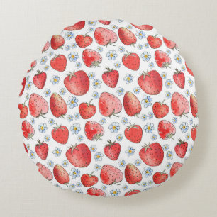 Coussins Ronds Champs de fraises : Fraîcheur d'été