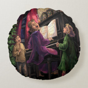 Coussins Ronds Chant de Noël sur la peinture