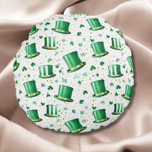 Coussins Ronds Chapeaux et trèfles blancs en or vert de luxe