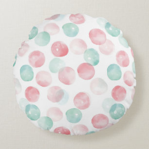 Coussins Ronds Charme pastel doux en rose, vert et bleu