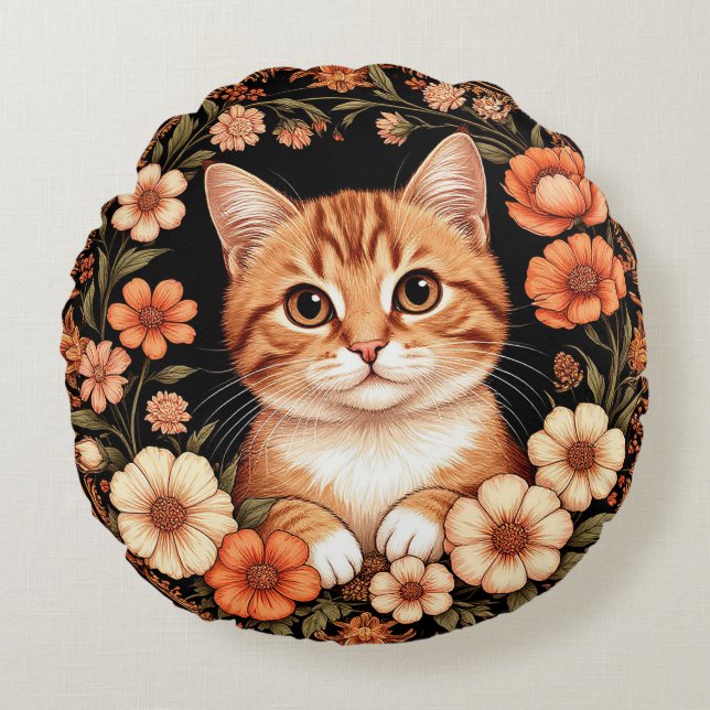 Coussins Ronds Charming Ginger Cat (Devant)