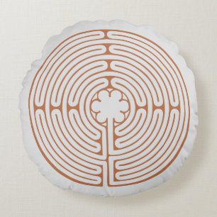 Coussins Ronds Chartres Labyrinth Brown et crème