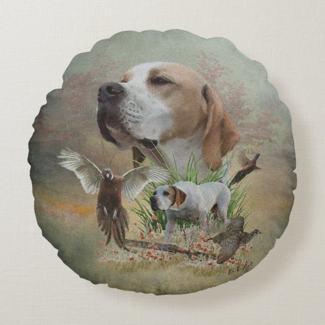 Coussins Ronds Chasse au faisan avec pointeurs, Art (Devant)