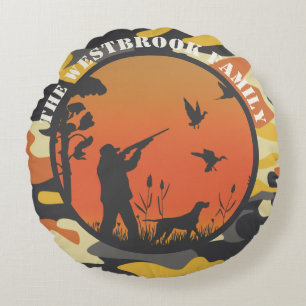 Coussins Ronds Chasseur de canards et camouflage