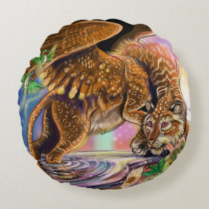 Coussins Ronds Chasseur de poule Chat volant