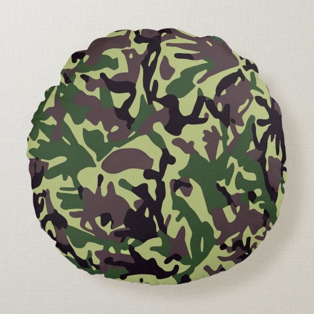 Coussins Ronds Chasseurs Motif Camo Vert (Devant)