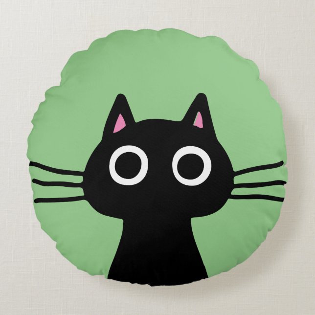 Coussins Ronds Chat à Kitty Noir | Amoureux des chats cool (Devant)