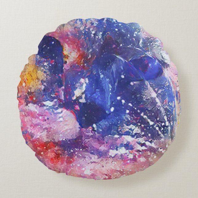Coussins Ronds Chat Abstrait cosmique Dreamscape (Devant)
