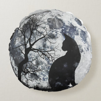 Coussins Ronds Chat au clair de lune