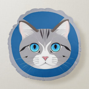 Coussins Ronds Chat aux yeux bleus