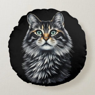 Coussins Ronds Chat aux yeux verts