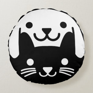Coussins Ronds Chat Chien Yin Yang Animal de compagnie