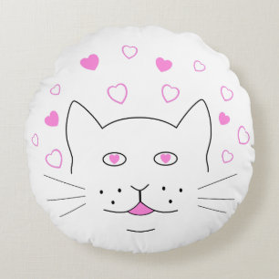 Coussins Ronds Chat cœur