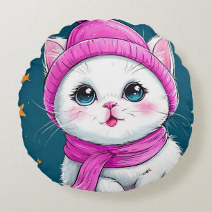 Coussins Ronds Chat de dessin animé mignon