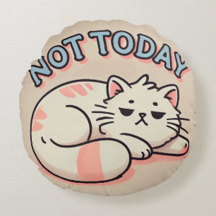Coussins Ronds Chat de dessin animé paresseux 