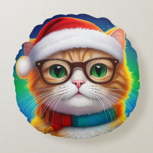 Coussins Ronds Chat de Noël mignon Santa Claus-68265