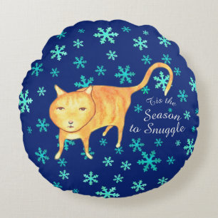 Coussins Ronds Chat de Noël Warm Fuzzies & Winter Flurries