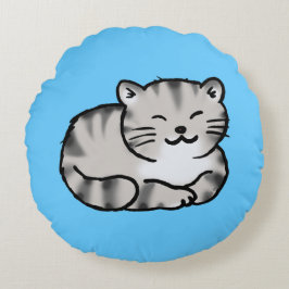 Coussins Ronds chat de tigre gris tigré pelucheux mignon