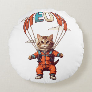 Coussins Ronds Chat drôle de parachutisme