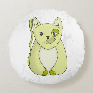 Coussins Ronds Chat Jaune avec Couvercle Duvet souriant