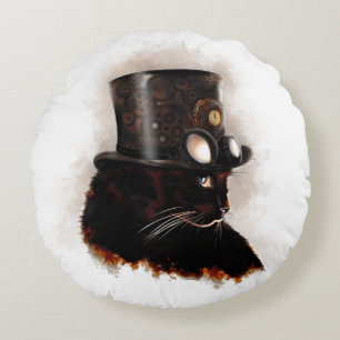 Coussins Ronds Chat steampunk
