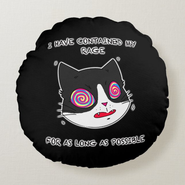 Coussins Ronds Chat Style Dessin Avec Texte Drôle (Devant)