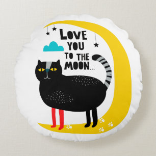 Coussins Ronds Chat sur la lune