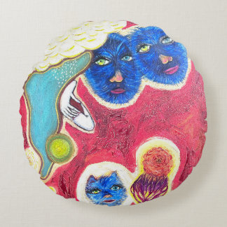 Coussins Ronds chats bleus