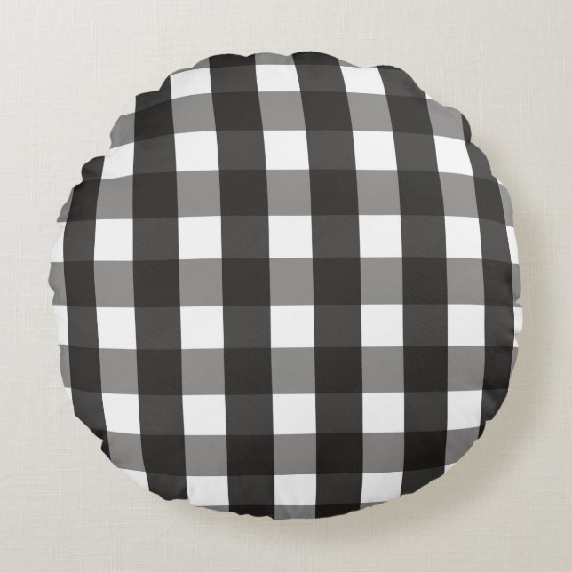 COUSSINS RONDS CHECK DE GINGHAM NOIR ET BLANC (Devant)