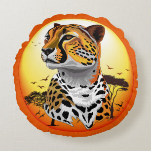 Coussins Ronds Cheetah African Feline Wild Animal
