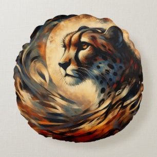 Coussins Ronds Cheetah Harlem Renaissance Peinture moderne