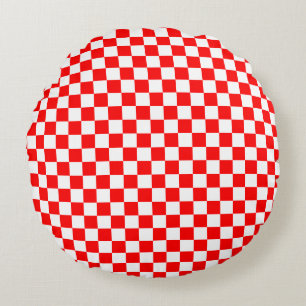 Coussins Ronds Chèques blancs rouges croates modernes