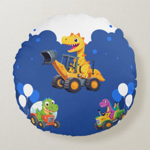 Coussins Ronds Cher Dinosaure tracteur creuser ballon camion Anni