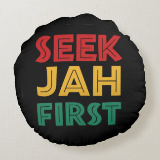 Coussins Ronds Cherchez d'abord Jah Couleurs rastafariennes regga
