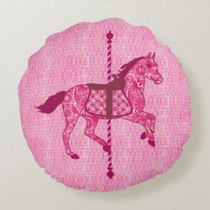 Coussins Ronds Cheval de carrousel - Fuchsia rose