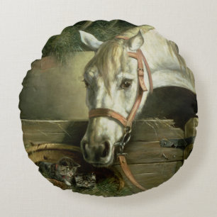 Coussins Ronds Cheval et chatons, 1890
