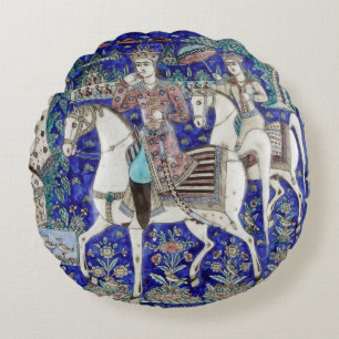 Coussins Ronds Chevaliers Perse bleu ciel blanc  
