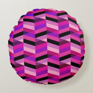 Coussins Ronds Chevron Abstrait/Herringbone Purples et violets