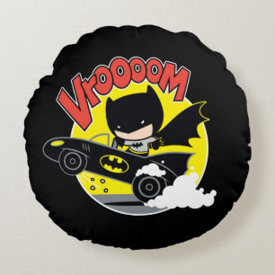 Coussins Ronds Chibi Batman Dans Le Batmobile