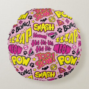 Coussins Ronds Chibi Comic Phases et Logos Motif
