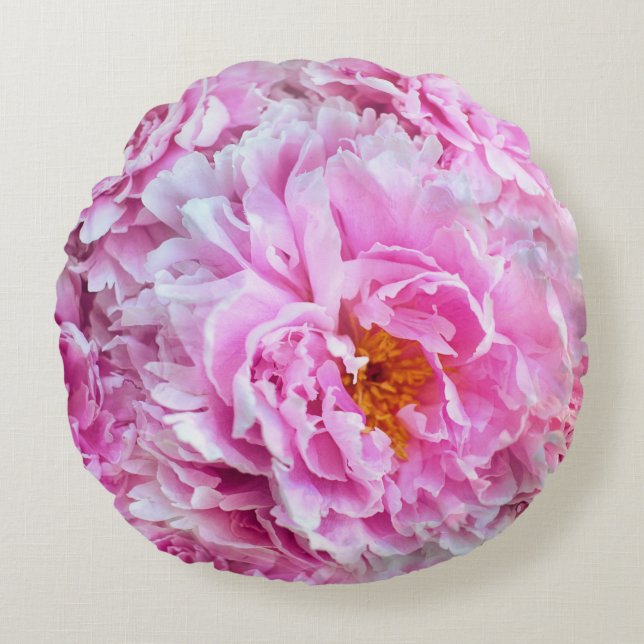 Coussins Ronds Chic Chic Pink Pastel Peonies roses (Devant)