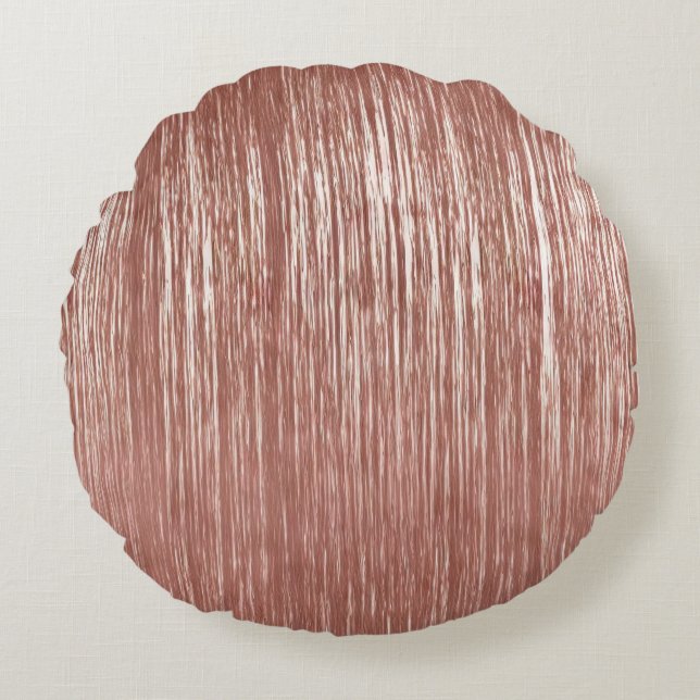 Coussins Ronds Chic Rose Gold Glam Tinsel Stripes Noël (Devant)