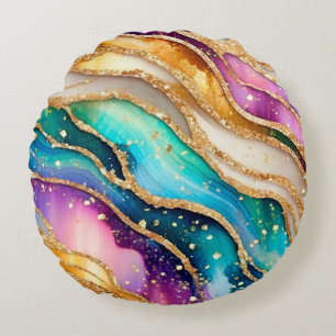 Coussins Ronds Chic Sparkly Parties scintillant Golden Rainbow Ag