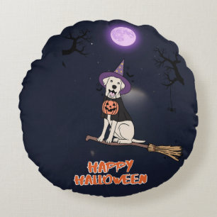 Coussins Ronds Chien au Clair de Lune – Chien d'Halloween au Chap