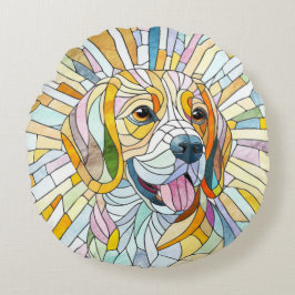 Coussins Ronds Chien beagle - Art Mosaïque coloré