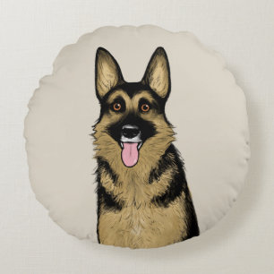 Coussins Ronds Chien berger allemand   Art animal original
