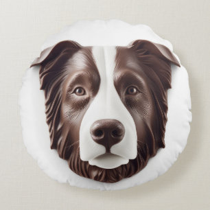 Coussins Ronds Chien Border Collie Inspiré de la 3D