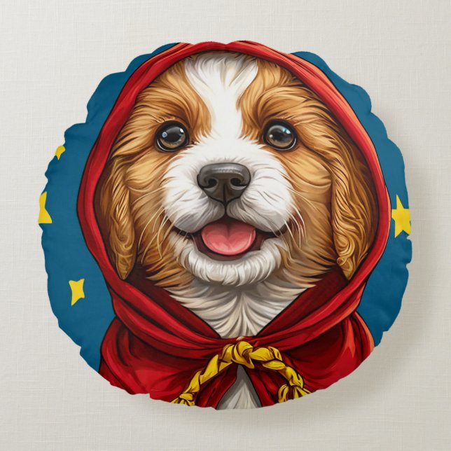 Coussins Ronds Chien de caricature mignon (Devant)