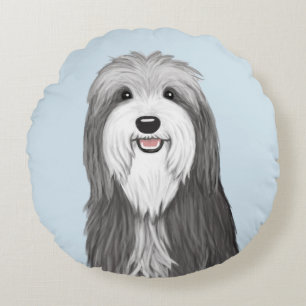 Coussins Ronds Chien de dessin de Collie à poils